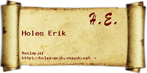Holes Erik névjegykártya